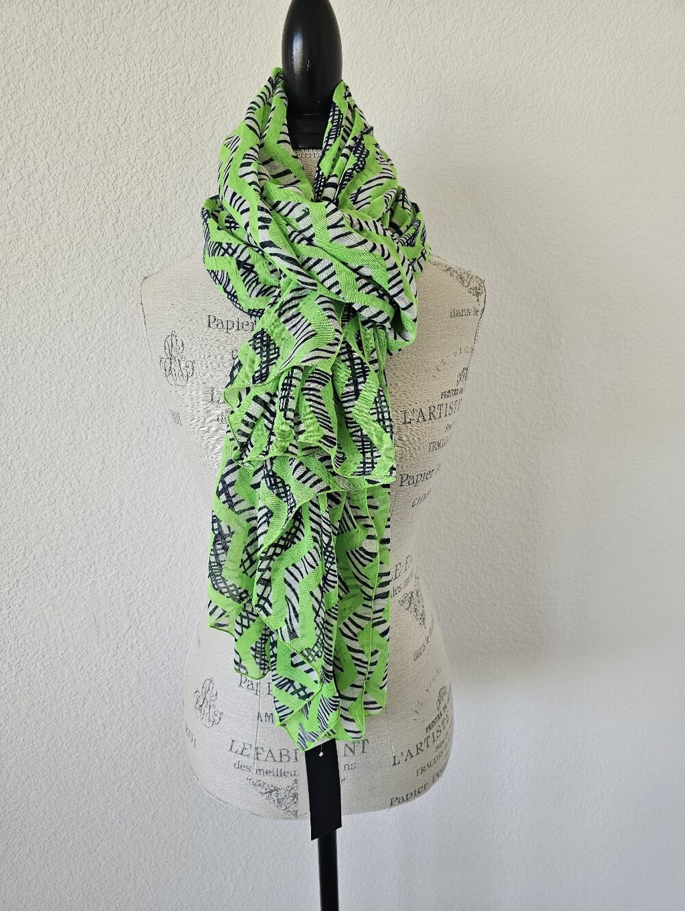 NWT Steve Madden Neon Lime Green Chevron Scarf & Beach Sarong (76" x 40")โ